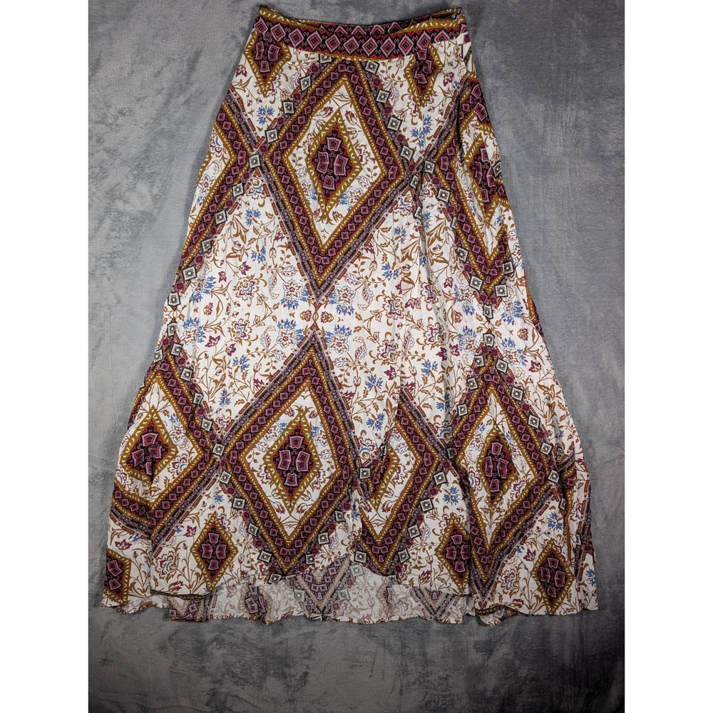 Shein Boho Geometric Floral Print Maxi Skirt Womens Large 8-10‎ High Rise Multi
